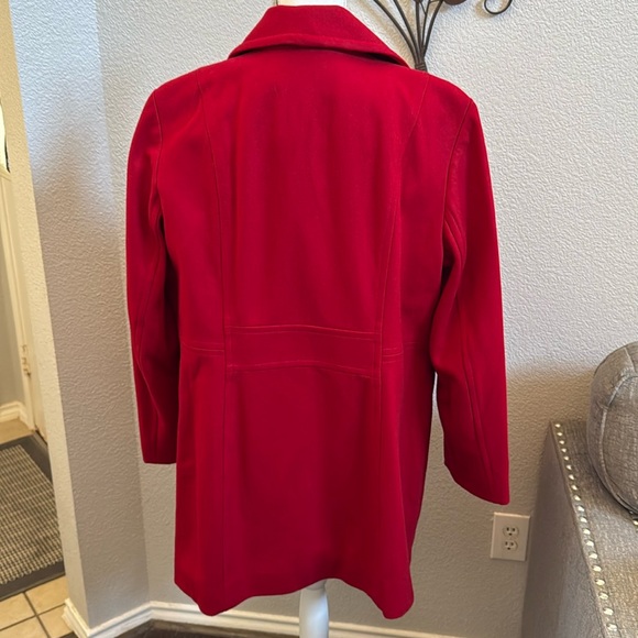 Anne Klein Red Double-Breasted Peacoat - Picture 7 of 12